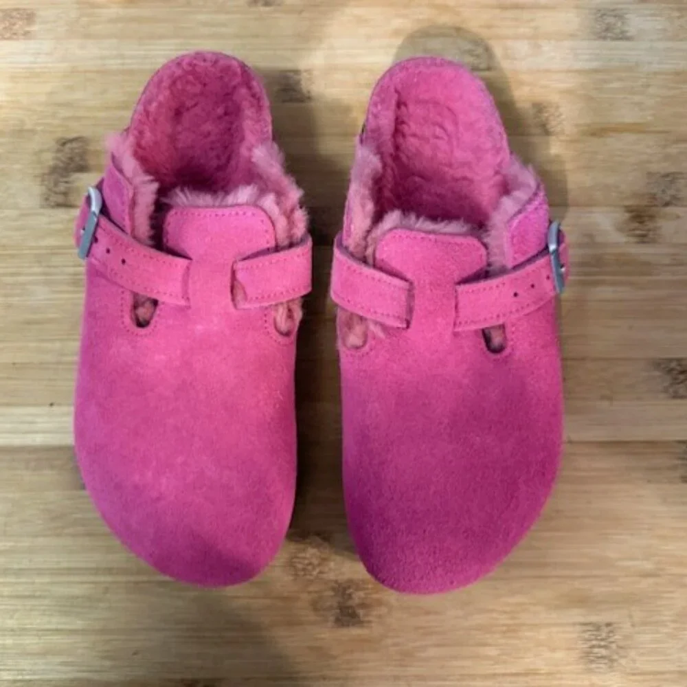 NWOT - Birkenstock Boston Genuine Shearling Lined Clog -  HOT PINK - Picture 3 of 16